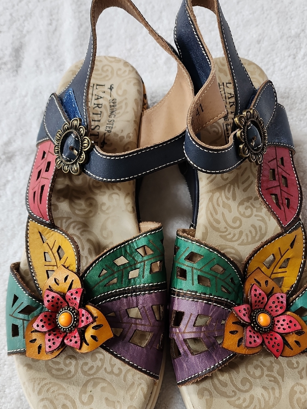 L'Artiste Lylie Blum Womrn's Leather Slingback Sandals Size 10 Preowned
